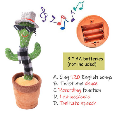 2023. aasta jõulud tantsiv kaktus Electron Palus mänguasi Pehme plüüsis nukk beebikaktus, mis võib laulda ja tantsida sünnipäevakingitus