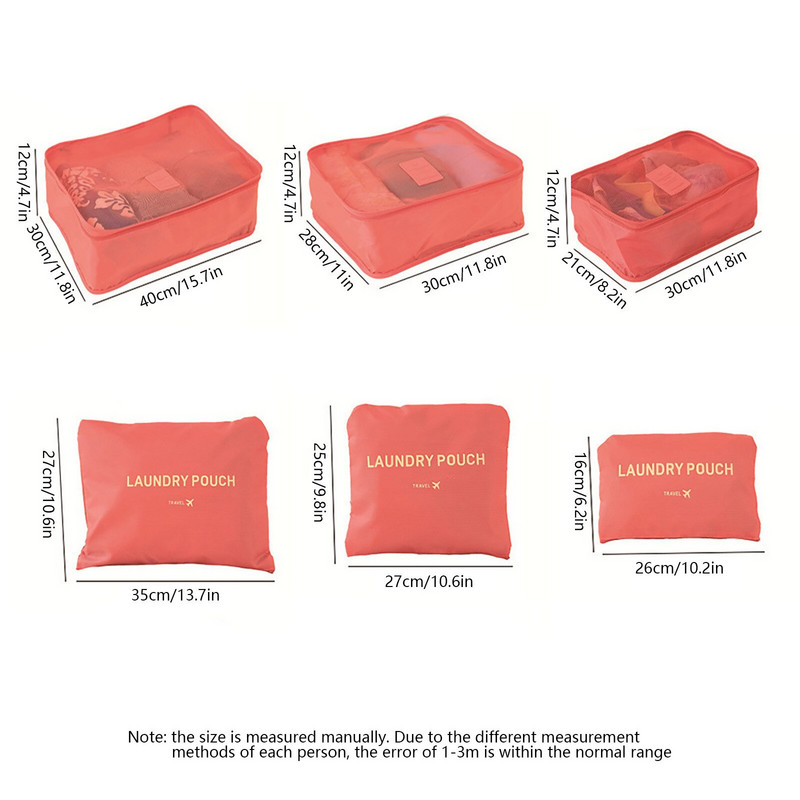 6 vnt. Kelioninio laikymo krepšio rinkinys Drabužiams Tvarkingas Organizatorius Drabužių spinta Lagaminas Krepšelis Kelioninis Organizatorius Krepšys Dėklas Batai Pakavimas Kubas Krepšys