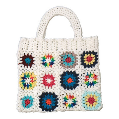 Дамски бохемски плетени на една кука чанти с тъкани цветя Ретро плетени пазарски чанти 60x38x35cm чанта за съхранение Летни туристически дамски плажни чанти