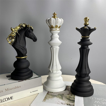 NorthEUINS Resin Retro International Chess Figurine for Interior King Knight Sculpture Διακόσμηση επιφάνειας εργασίας σπιτιού Διακόσμηση σαλονιού
