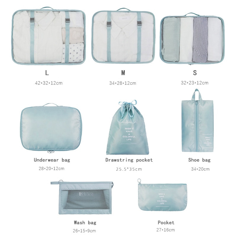 8TK komplekt Korralduskotid reisikorraldajate jaoks Kotid Aksessuaarid Pagasikohvri Korraldaja Veekindel pesukott Riiete panipaik