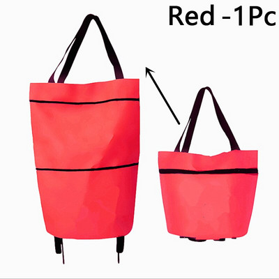 Сгъваема пазарска количка за многократна употреба Еко голяма водоустойчива чанта Колела за багаж Кошница Нетъкан плик за пазарска чанта