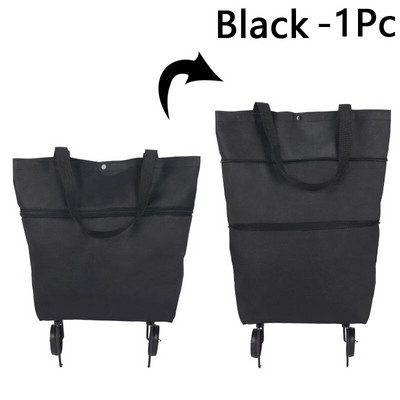 Сгъваема пазарска количка за многократна употреба Еко голяма водоустойчива чанта Колела за багаж Кошница Нетъкан плик за пазарска чанта