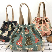 Moterų pikniko pietų krepšys suaugusiems darbo pusryčių organizatorius vandeniui atsparus laikymo krepšys Animacinių filmų gyvūnų kačių pietų dėžutės organizatorius rankinė