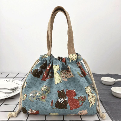 Moterų pikniko pietų krepšys suaugusiems darbo pusryčių organizatorius vandeniui atsparus laikymo krepšys Animacinių filmų gyvūnų kačių pietų dėžutės organizatorius rankinė