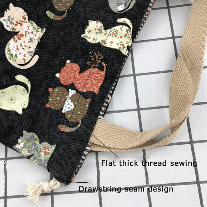 Moterų pikniko pietų krepšys suaugusiems darbo pusryčių organizatorius vandeniui atsparus laikymo krepšys Animacinių filmų gyvūnų kačių pietų dėžutės organizatorius rankinė