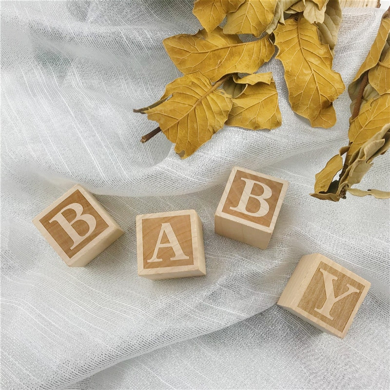 4 buc. Blocuri de pepinieră rustice naturale Blocuri pentru bebeluși pentru fete sau băieți Decor pentru creșă Cadouri pentru copii de Crăciun Jucării pentru copii Cadouri de Crăciun