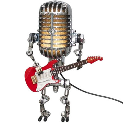 Dropship Vintage Mikrofon Robotlámpa Gitár Asztali LED lámpa Fény Vintage Miniatűr Kézműves Világítás Iroda Lakásdekoráció