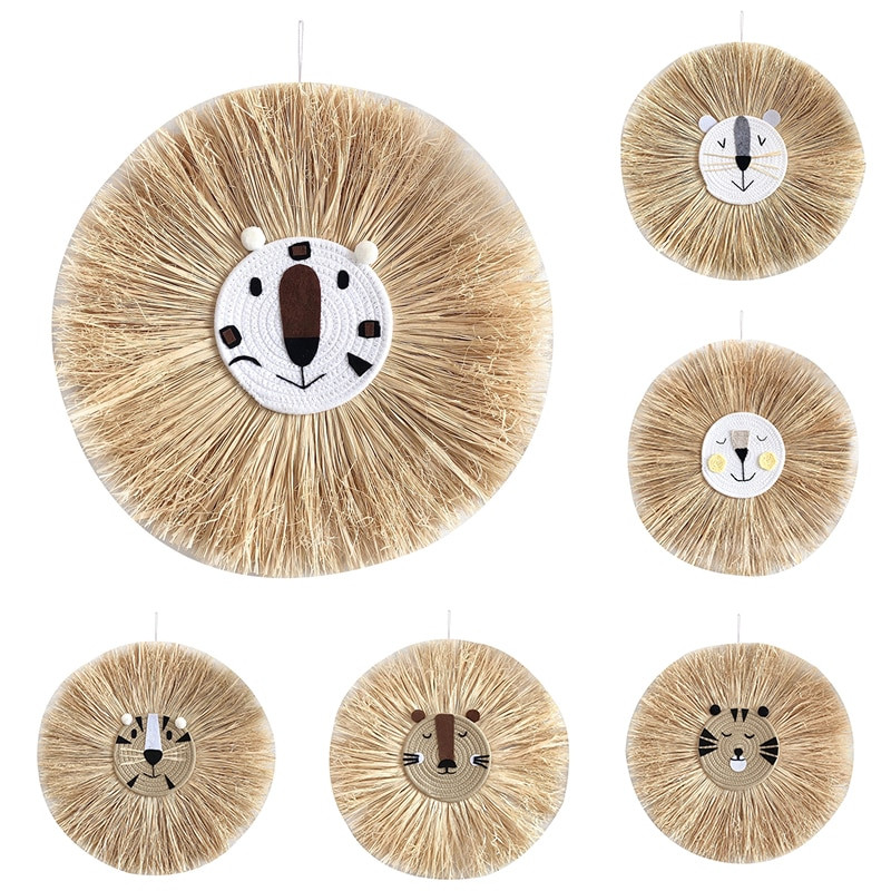 Namų dekoravimas Gobelenas Rankomis austas Animacinis filmas Liūtas Kabantys Dekoracijos Mielos Gyvūno Galvos Papuošalai Vaikų kambario Pakabinimas Sienoje