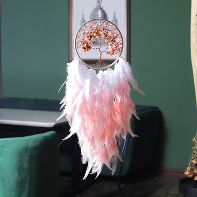 Svajonių gaudyklė su šviesa arba be jo Kūrybingas natūralus nulaužtas gyvybės medžio plunksnas Aukštos klasės namų papuošalai Svajonių gaudyklės dekoras