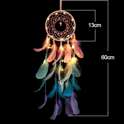 Svajonių gaudyklė su šviesa arba be jo Kūrybingas natūralus nulaužtas gyvybės medžio plunksnas Aukštos klasės namų papuošalai Svajonių gaudyklės dekoras