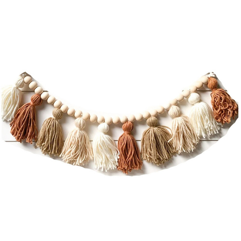 Gyerekszoba dekoráció Boho bojt fagyöngyök óvodai sátor Függő medál baba fotó kellékek Nordic Wall Decor álomfogó