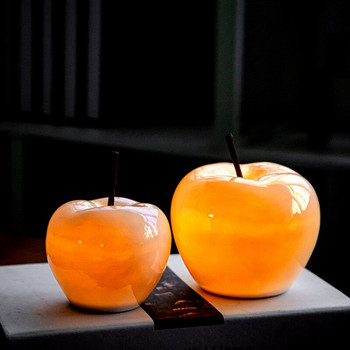 Μοντέρνα μινιμαλιστικά LED ημιδιαφανή διακόσμηση μήλου Χειροτεχνία Ντουλάπι κρασιού σαλονιού Κεραμικά στολίδια επιφάνειας εργασίας φρούτων