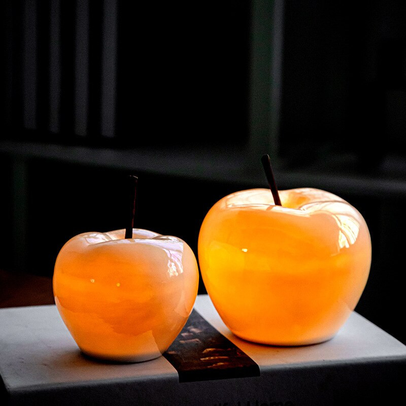 Modern minimalista LED áttetsző alma dekoráció kézműves nappali boros szekrény otthoni kerámia gyümölcs asztali díszek