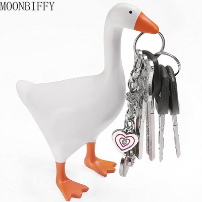 Magnetic keychain holding duck key cute goose storage key home decoration creative call duck scissors desk tool organizer