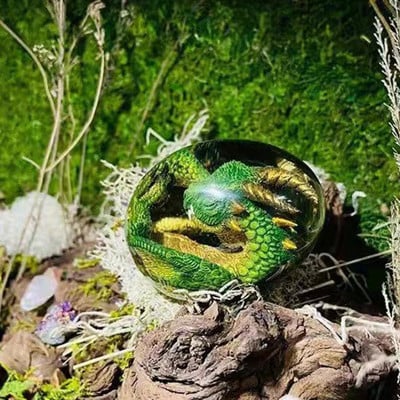 Skaidrus drakono kiaušinis, lava, dinozaurų derva, embrionas, kiaušinių dovana, dekoratyvinė kolekcija, suvenyrinės figūrėlės skulptūra ugnies drakonas Wyvern