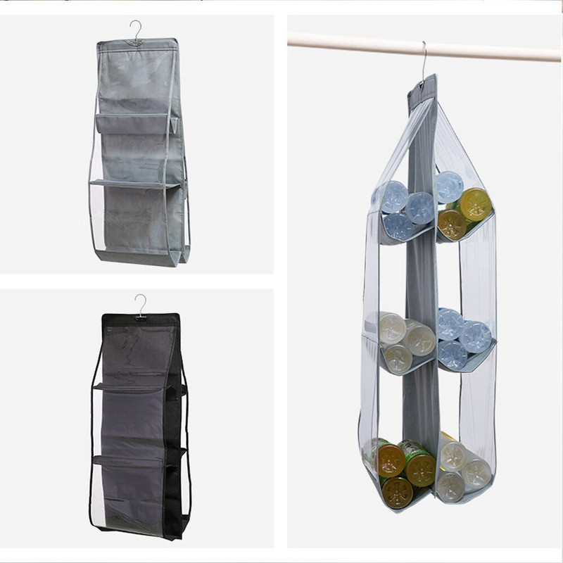 6/8 zsebes polc hordtáska átlátszó akasztós pénztárca kézitáska rendszerező tároló tartó gardrób szekrények