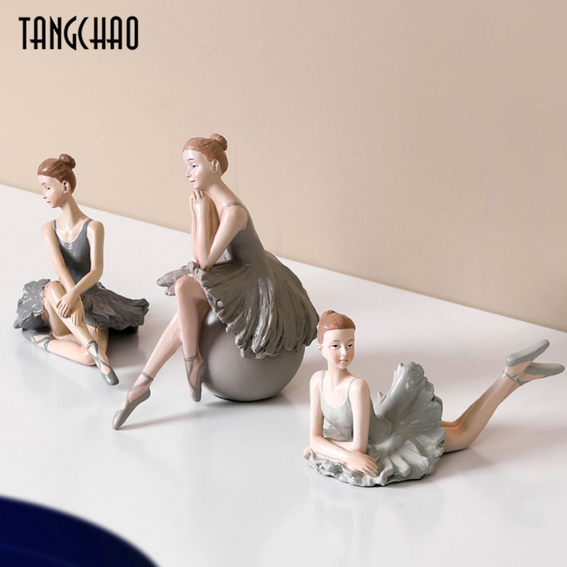 TANGCHAO skandináv stílusú balett lány szobor Kreatív lakberendezési műgyanta balett figurák otthoni szoba dekorációhoz Ajándék barátnőnek
