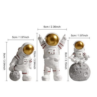 3db északi űrhajós figurák gyanta szobor modern lakberendezés miniatűr asztali díszek űrhajós figura lakberendezés