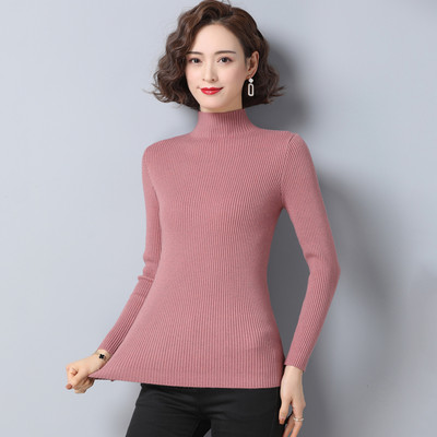 Μονόχρωμο μακρυμάνικο πουλόβερ για γυναίκες