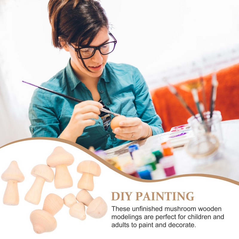 18 buc. Ciuperci mici creative împodobesc ciuperci din lemn neterminate pentru copii