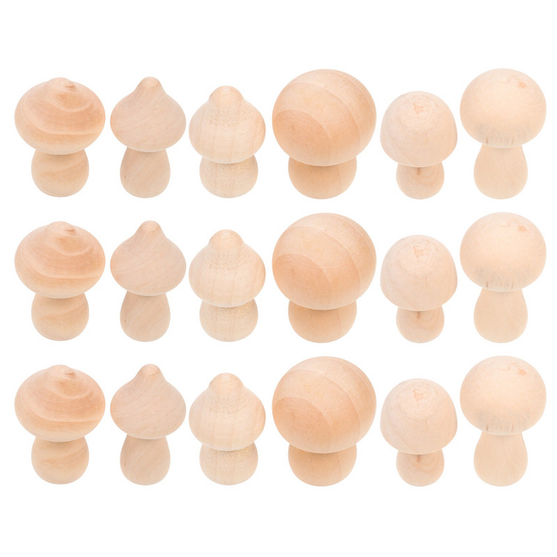 18 buc. Ciuperci mici creative împodobesc ciuperci din lemn neterminate pentru copii