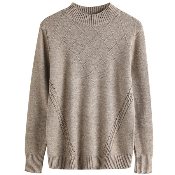 Moteriškas megztinis su žema polo apykakle