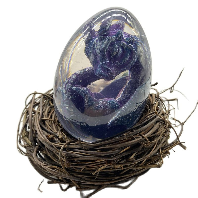 Skaidrus Dragon Egg Lava Dinozaurų kiaušinių Dovanų Dekoratyvinė Kolekcija Suvenyrinės Figūros Skulptūra Derva Embrionas Ugnis Drakonas Vyvernas
