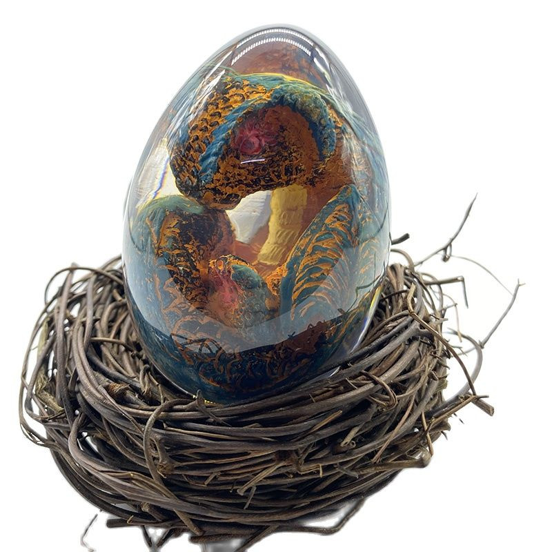 Skaidrus Dragon Egg Lava Dinozaurų kiaušinių Dovanų Dekoratyvinė Kolekcija Suvenyrinės Figūros Skulptūra Derva Embrionas Ugnis Drakonas Vyvernas