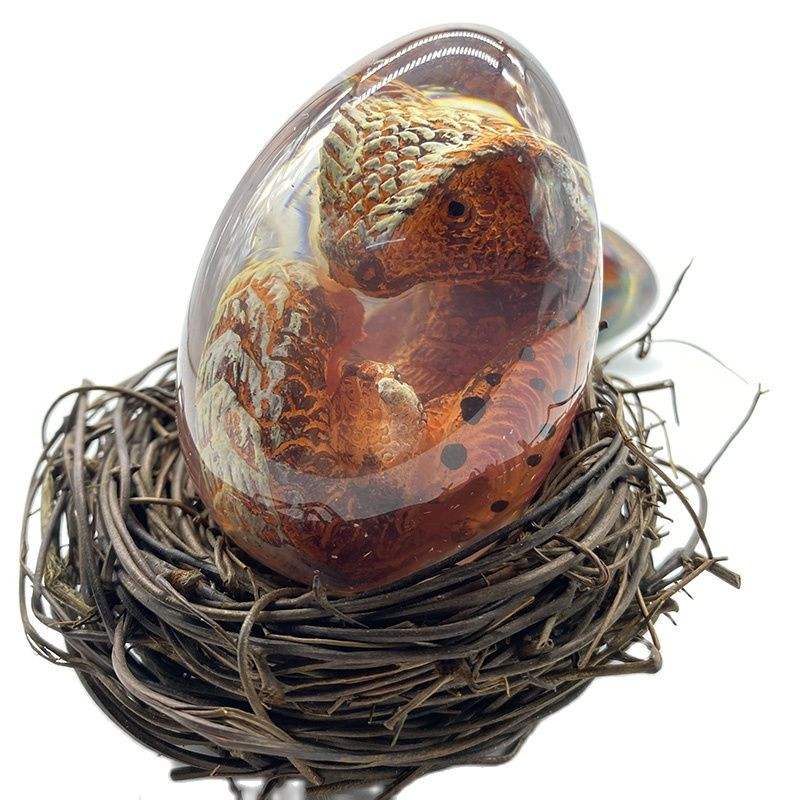 Skaidrus Dragon Egg Lava Dinozaurų kiaušinių Dovanų Dekoratyvinė Kolekcija Suvenyrinės Figūros Skulptūra Derva Embrionas Ugnis Drakonas Vyvernas