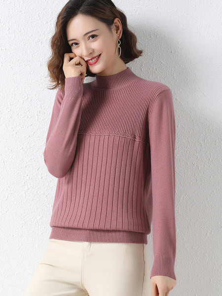 Pulover de dama toamna-iarna cu guler inalt in mai multe culori