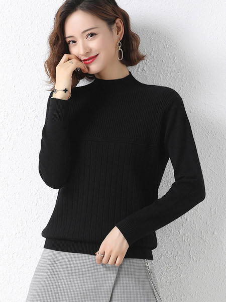 Pulover de dama toamna-iarna cu guler inalt in mai multe culori