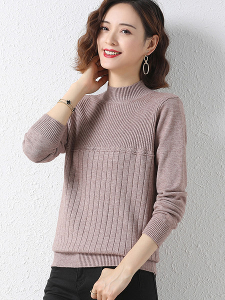 Pulover de dama toamna-iarna cu guler inalt in mai multe culori