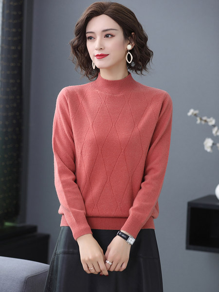 Laisvalaikio moteriškas megztinis - aukšta apykakle