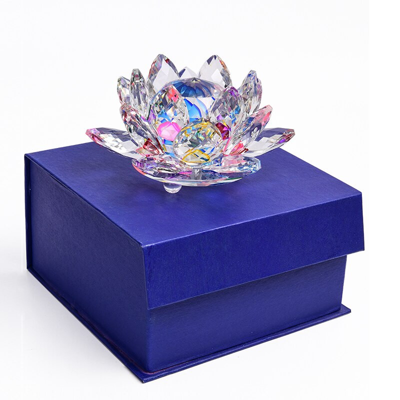 80 mm kvarcinis krištolinis lotosas, gėlė, amatai, stiklas, popierius, fengšui papuošalai, figūrėlės, namų vestuvių dekoracijos, dovanos, suvenyrai