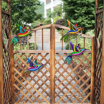 1τμχ Μεταλλικό Κολίμπρι Bird Wall Art of Garden Εξωτερική Διακόσμηση Αγάλματα εξωτερικού χώρου για Αξεσουάρ σπιτιού Γλυπτά Διακόσμηση