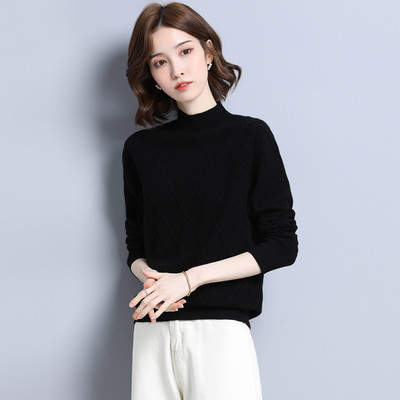 Pulover de iarnă, cu mânecă lungă, cu guler înalt