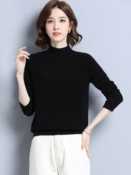 Pulover de iarnă, cu mânecă lungă, cu guler înalt