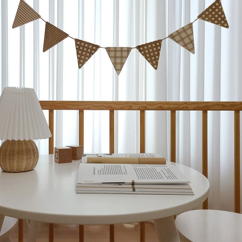 Medinė trikampė vėliava pakabinama ant sienos girlianda Kūdikių dušas Gimtadienio vakarėlis Baneris berniukų mergaičių kambario darželio dekoras nuotraukų rekvizitai