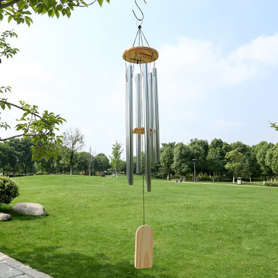 Ασημί 6 Tube Wind Chime Chapel Bells Wind Chimes Κρεμαστό στολίδι τοίχου πόρτας στο σπίτι Κήπος Εξωτερική διακόσμηση Wind Chimes