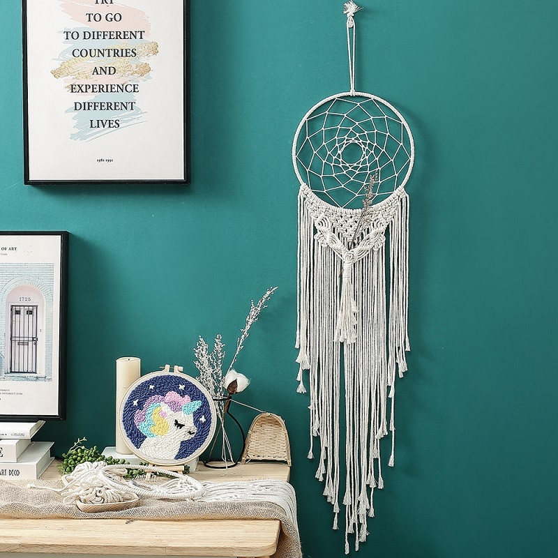 Mare nordic Dreamcatcher Macrame agățat tapiserie Mandala Fermă Decorații de perete Chic INS Boho Wind Chimes Decor de cameră