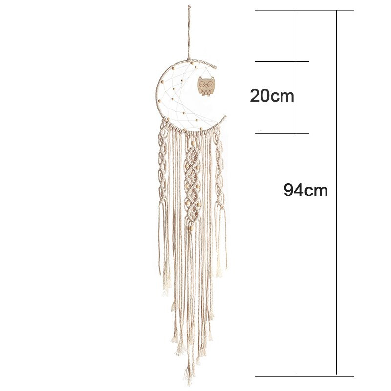 Bohemiškos medvilnės virvėmis austi nėriniai svajonių gaudyklė namų puošmena vestuvių dekoracija merginai dovana vėjo varpeliai pelėdų sapnų gaudyklės