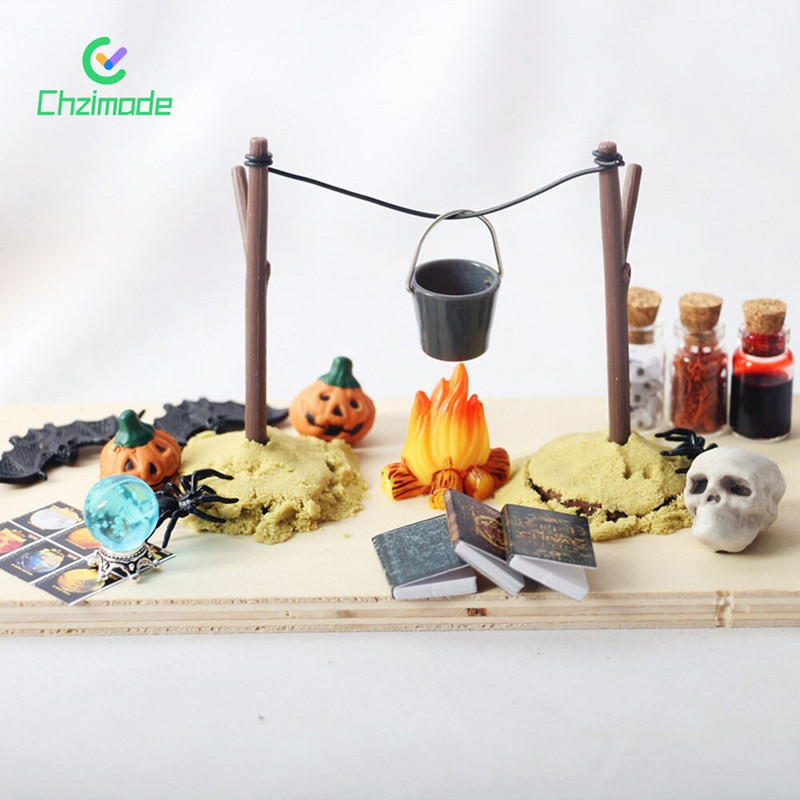 Mini Helovino mastelio modelių rinkinys Imitaciniai modeliai Ornamentai Miniatiūrinė scena namų dekoravimui Amatai Kalėdų darbalaukio dekoravimas