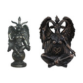 Sátán kecske Baphomet szobor miniatűr ajtó kopogtató tányér dekor plakett gyanta kézművesség vallási díszek lakberendezés szobor