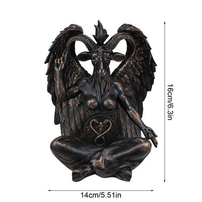 Sátán kecske Baphomet szobor miniatűr ajtó kopogtató tányér dekor plakett gyanta kézművesség vallási díszek lakberendezés szobor