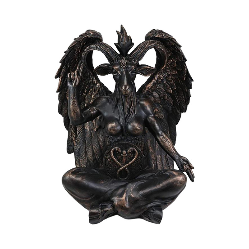 Sátán kecske Baphomet szobor miniatűr ajtó kopogtató tányér dekor plakett gyanta kézművesség vallási díszek lakberendezés szobor