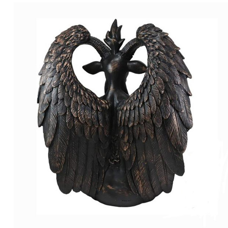 Sátán kecske Baphomet szobor miniatűr ajtó kopogtató tányér dekor plakett gyanta kézművesség vallási díszek lakberendezés szobor