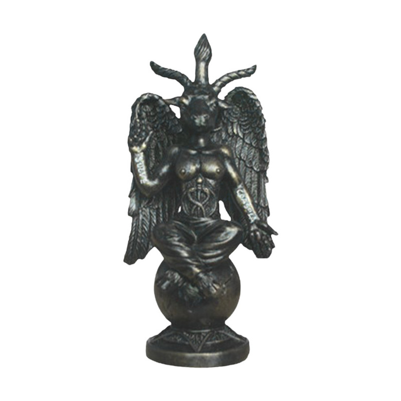 Sátán kecske Baphomet szobor miniatűr ajtó kopogtató tányér dekor plakett gyanta kézművesség vallási díszek lakberendezés szobor