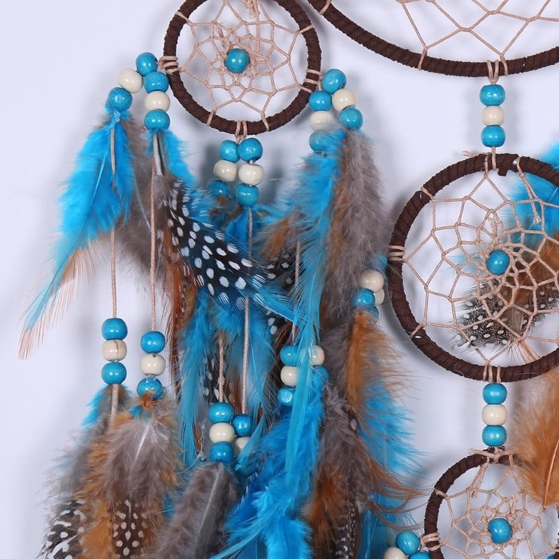 5 körös nagy álomfogó türkiz tollas Boho fali akasztós hálószoba nappali dekorációhoz