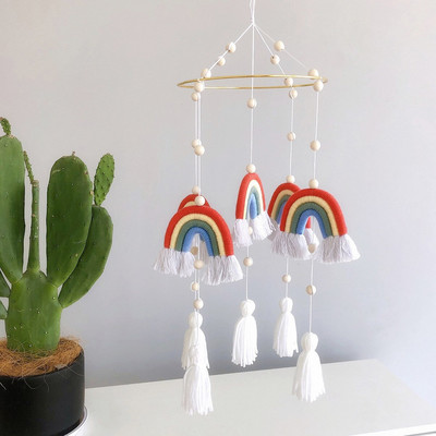 Bölcsődei szoba dekoráció Nordic Rainbow ágy szélcsengő kézzel készített függő dekoráció gyerekszoba sátor fiú lány lány hálószoba gyerekszoba dekoráció